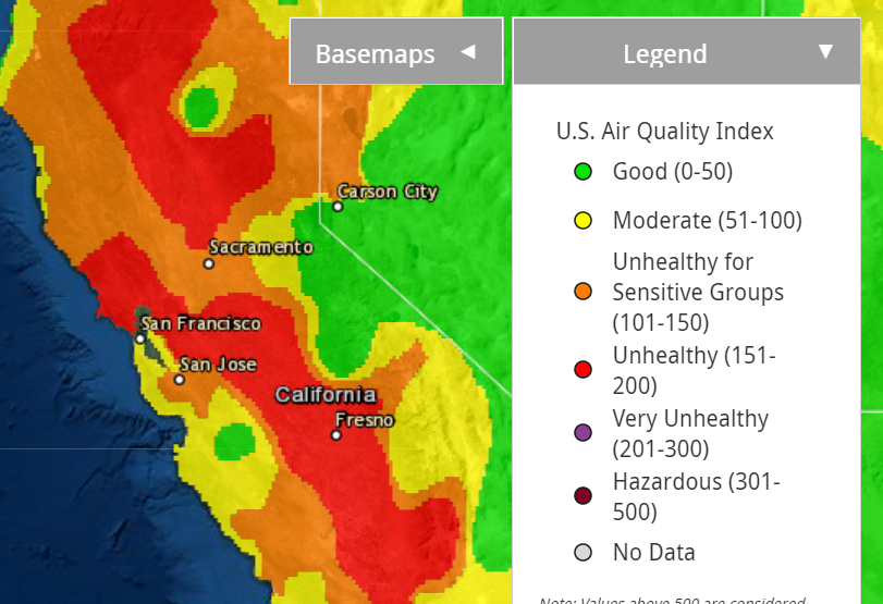 California Smoke is Trapped Causing Unhealthy Air.