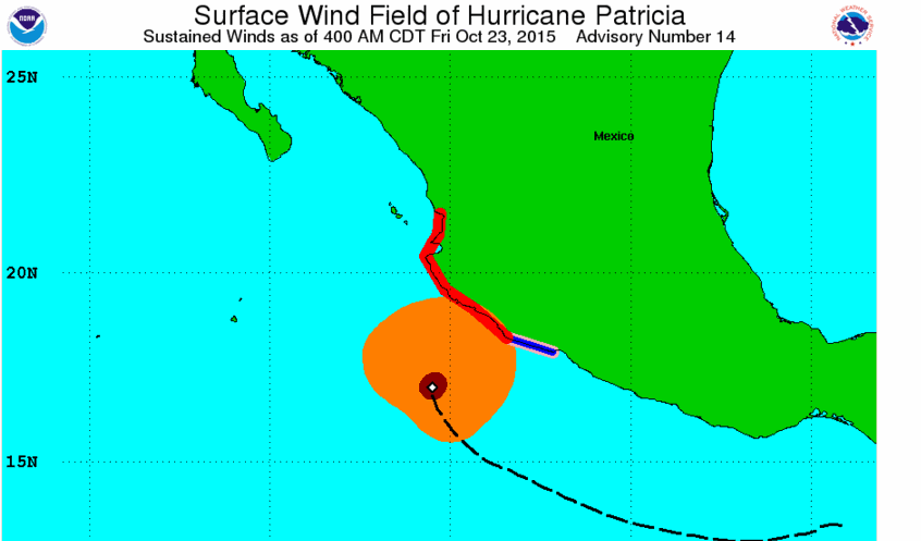 Hurricane Patricia wind field